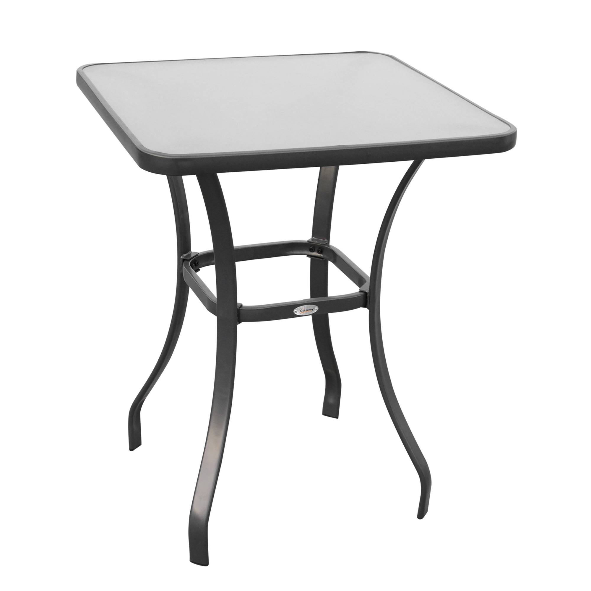 PANGIVO - Table de jardin carrée en métal et verre, noire, 68.5 x 68.5 x 84 cm - PANGIVO - Image 1