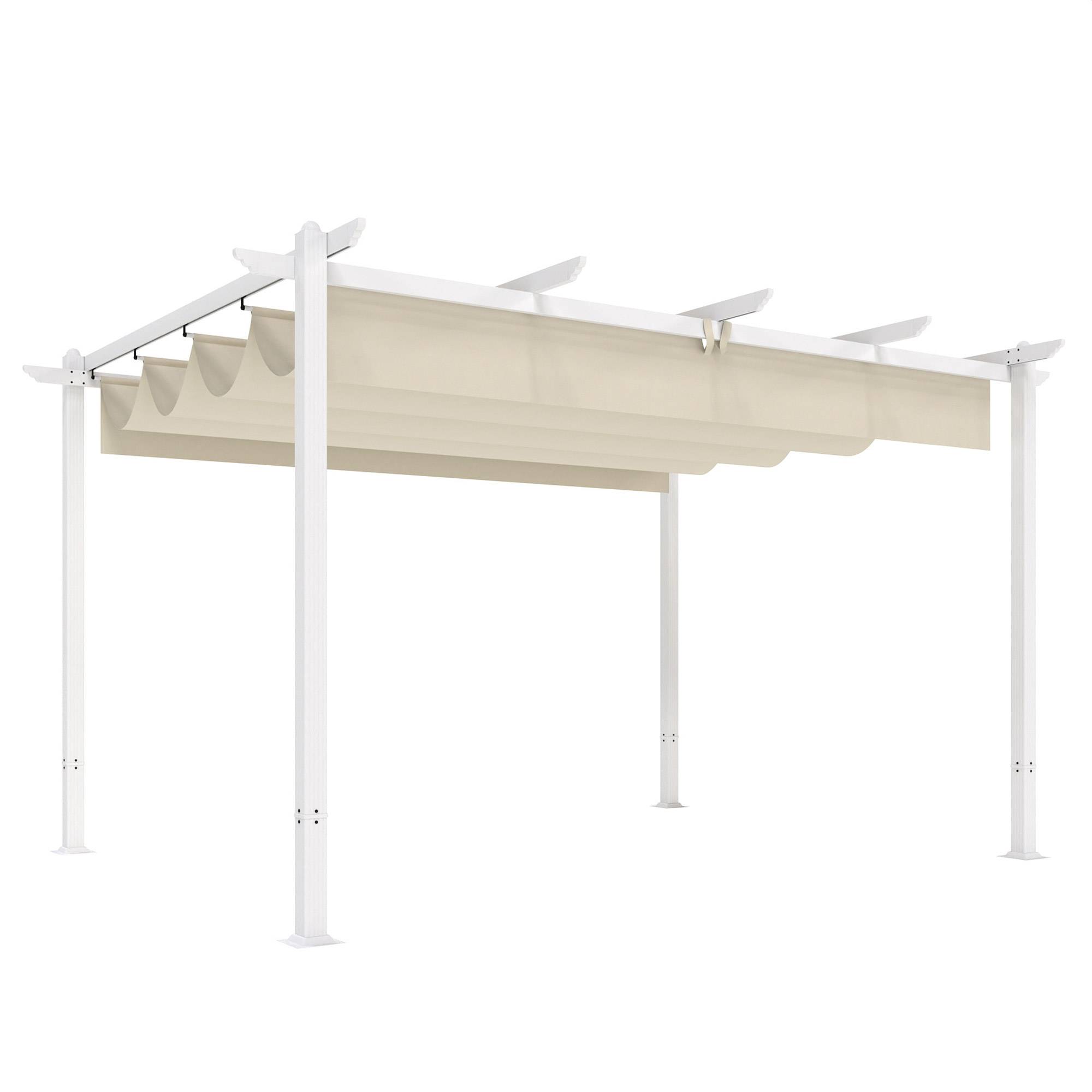 Outsunny - Pergola - tonnelle de Jardin toit rétractable avec toile coulissante magnétique - aluminium - 390x297x227cm - beige - Outsunny - Image 1