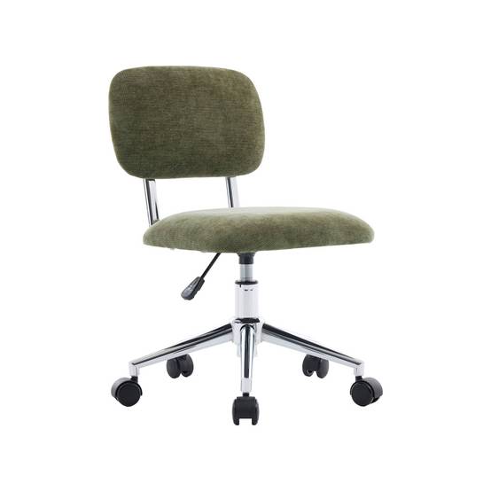 sweeek - Chaise de bureau enfant à roulettes ajustable tissu chenille kaki - Amory Kid | sweeek - Image 2