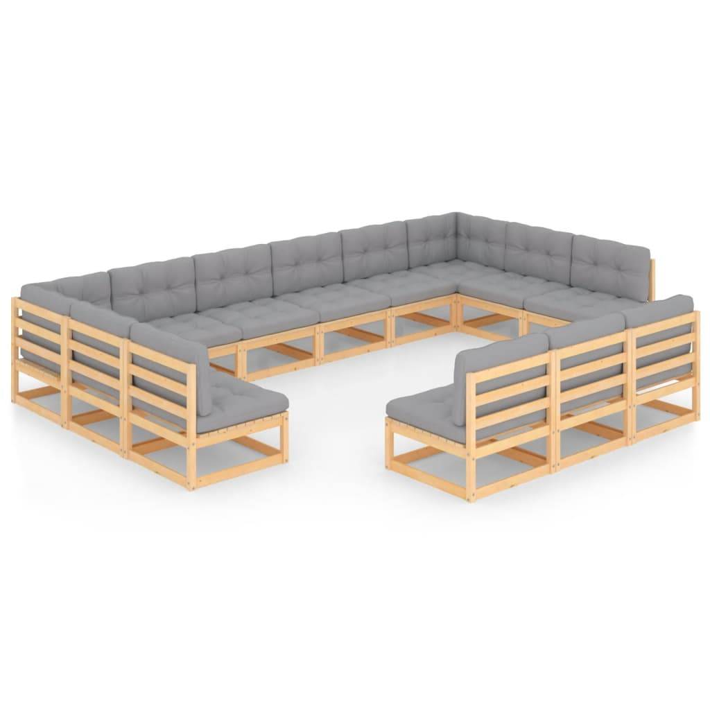 Helloshop26 - Salon de jardin meuble d'extérieur ensemble de mobilier 13 pièces avec coussins bois de pin massif - Image 1