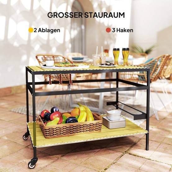 Desserte de jardin bois et acier noir et naturel 107 x 65 x 80 cm - PANGIVO - Image 6