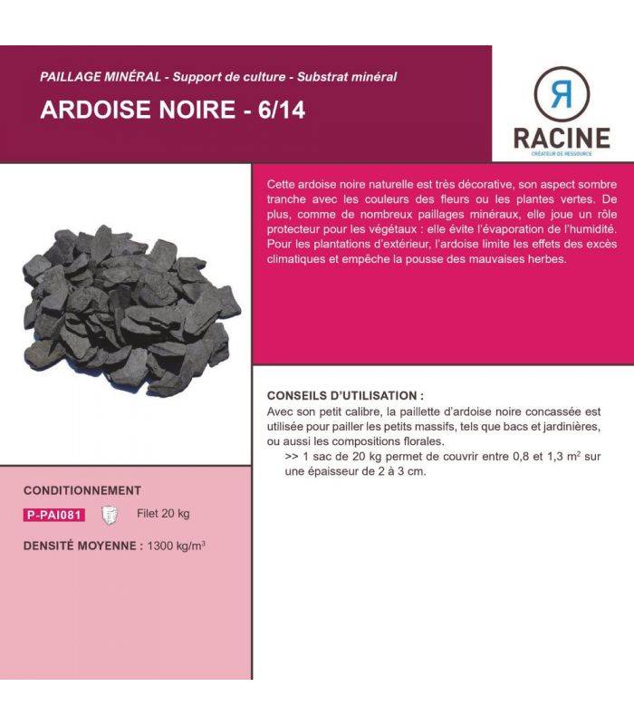 Paillage minéral ardoise noire 6/14mm, 10 filets 20 kg - F-PAI081-10x20 - Image 2