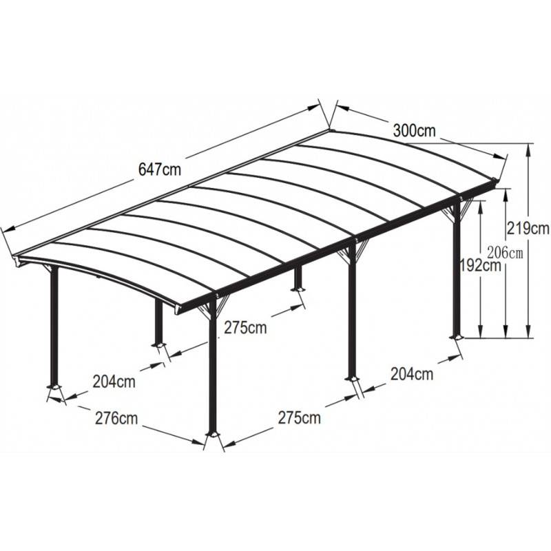 X-Metal - Carport autoportant 19,41 m² aluminium polycarbonate 6mm anthracite X-Metal avec kit d'ancrage - Image 5