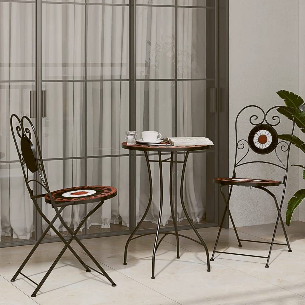 Maison Chic - Table de jardin - Table de bistro mosaïque terre cuite blanc Ø50x70 cm céramique HL912 - Image 3