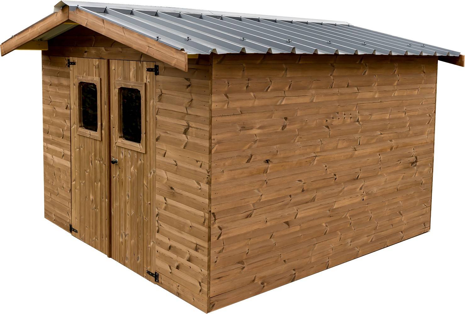 Habrita - Abri THERMABRI madriers - 12,31 m² sans plancher - toit double pente bac acier Habrita - Image 1