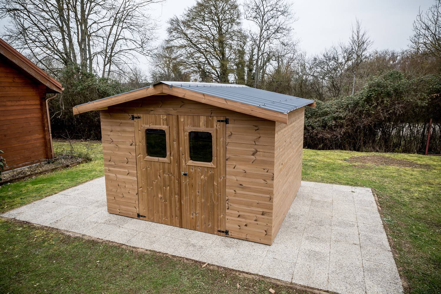 Habrita - Abri THERMABRI madriers - 12,31 m² sans plancher - toit double pente bac acier Habrita - Image 2