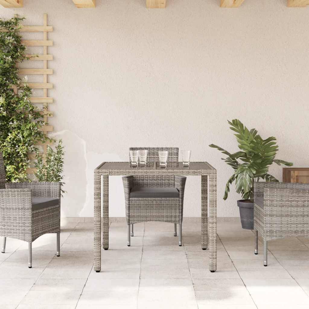 ComfortXL - Table de Jardin Carrée 90cm en Résine Tressée Grise avec Dessus de Table en Verre de Sécurité – ComfortXL Outdoor Living - Image 3