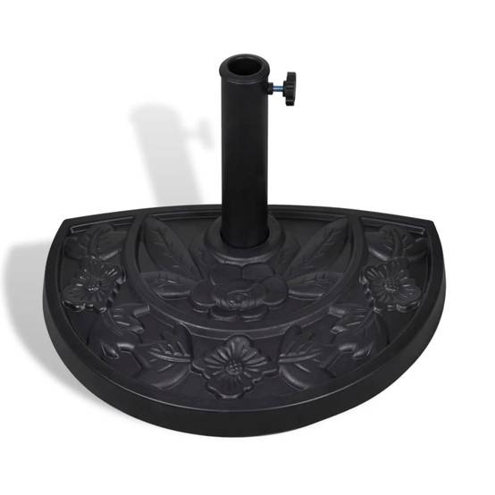 Pied de Parasol Demi-Rond en Résine 9 kg Base Stable pour Balcon et Terrasse Noir – ComfortXL Outdoor Living - Image 2