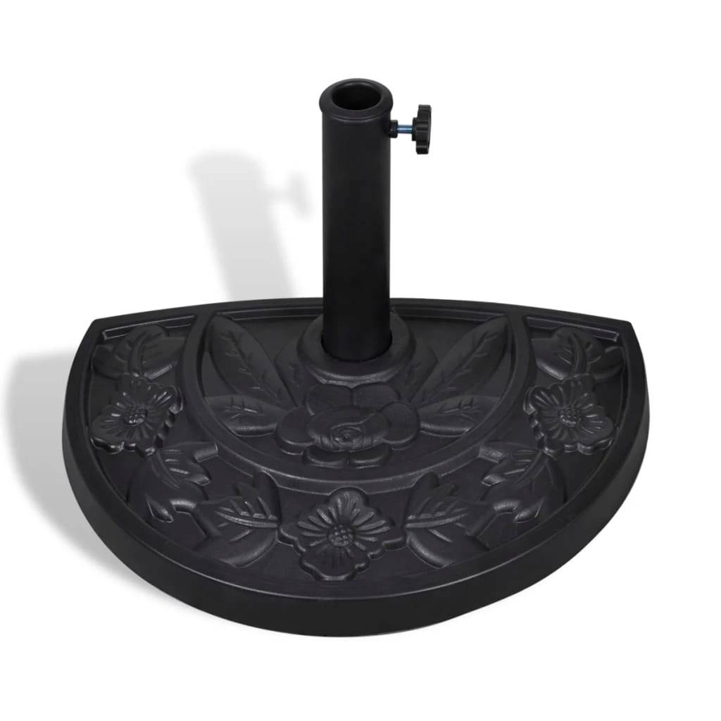Pied de Parasol Demi-Rond en Résine 9 kg Base Stable pour Balcon et Terrasse Noir – ComfortXL Outdoor Living - Image 2