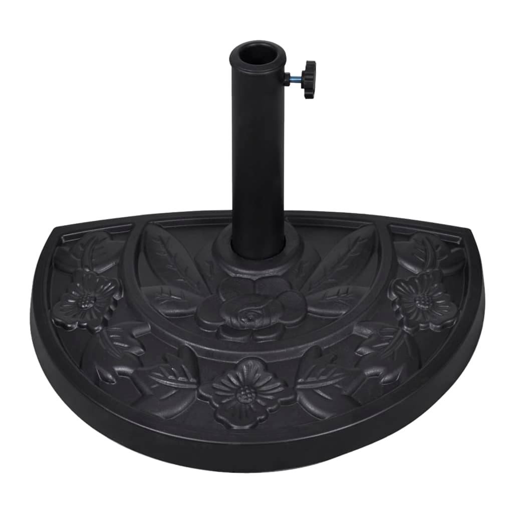 Pied de Parasol Demi-Rond en Résine 9 kg Base Stable pour Balcon et Terrasse Noir – ComfortXL Outdoor Living - Image 1