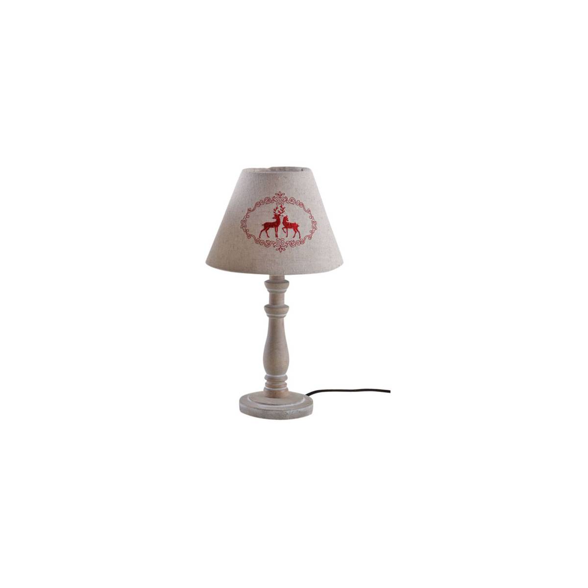 Aubry Gaspard - Lampe en bois et brodés de cerfs - Image 1