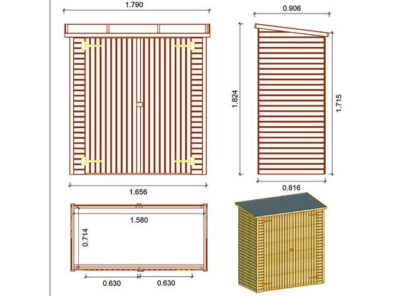 Abri Jardin Bois Adossable Lipki - 1.79 X 0.90 X 1.78/1.87 M -habitat Et Jardin - Image 3