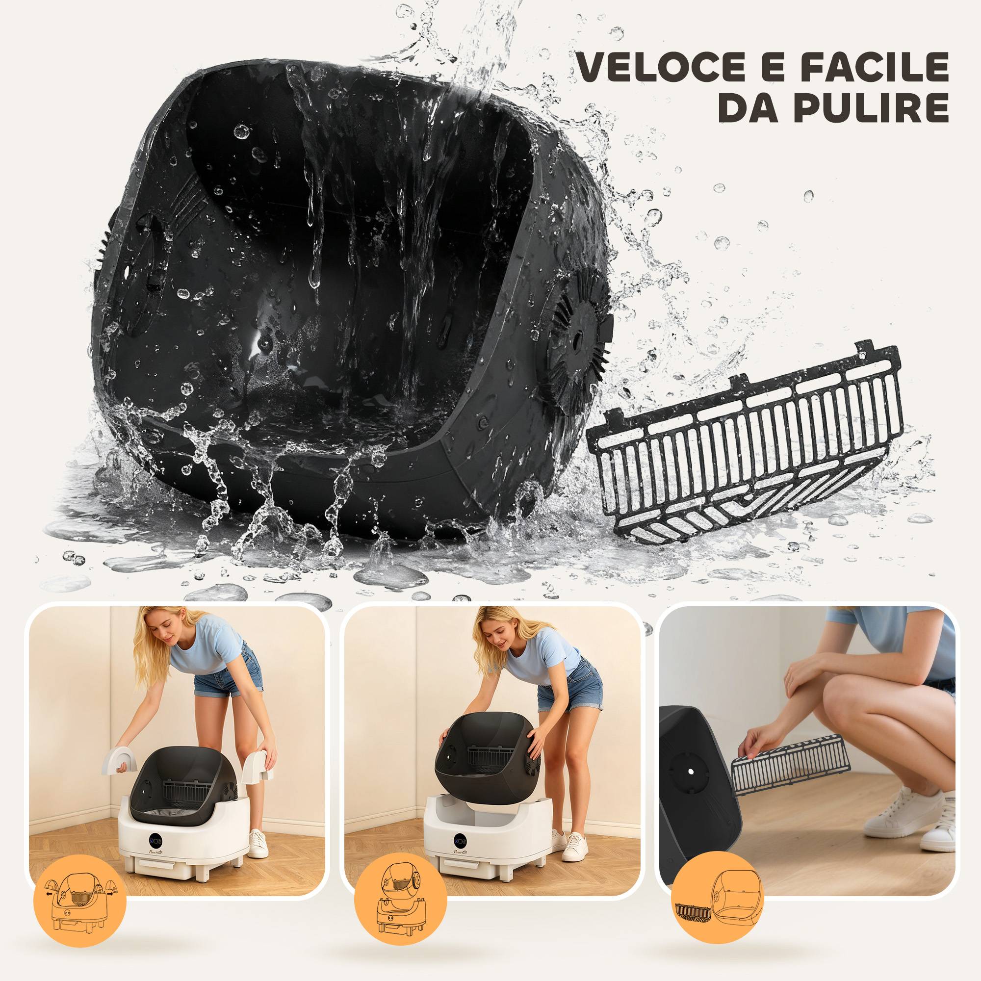 ComfortXL - Litière chat autonettoyante en plastique pour intérieur avec capteur de sécurité blanc - ComfortXL Outdoor Living - Image 9