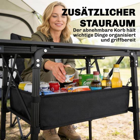 Table de camping aluminium noir 90 x 55 x 66 cm - PANGIVO - Image 7