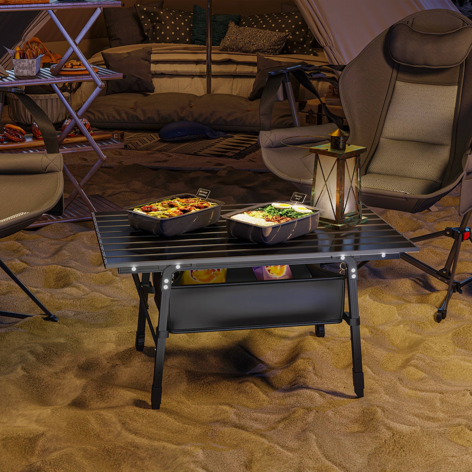 Table de camping aluminium noir 90 x 55 x 66 cm - PANGIVO - Image 10
