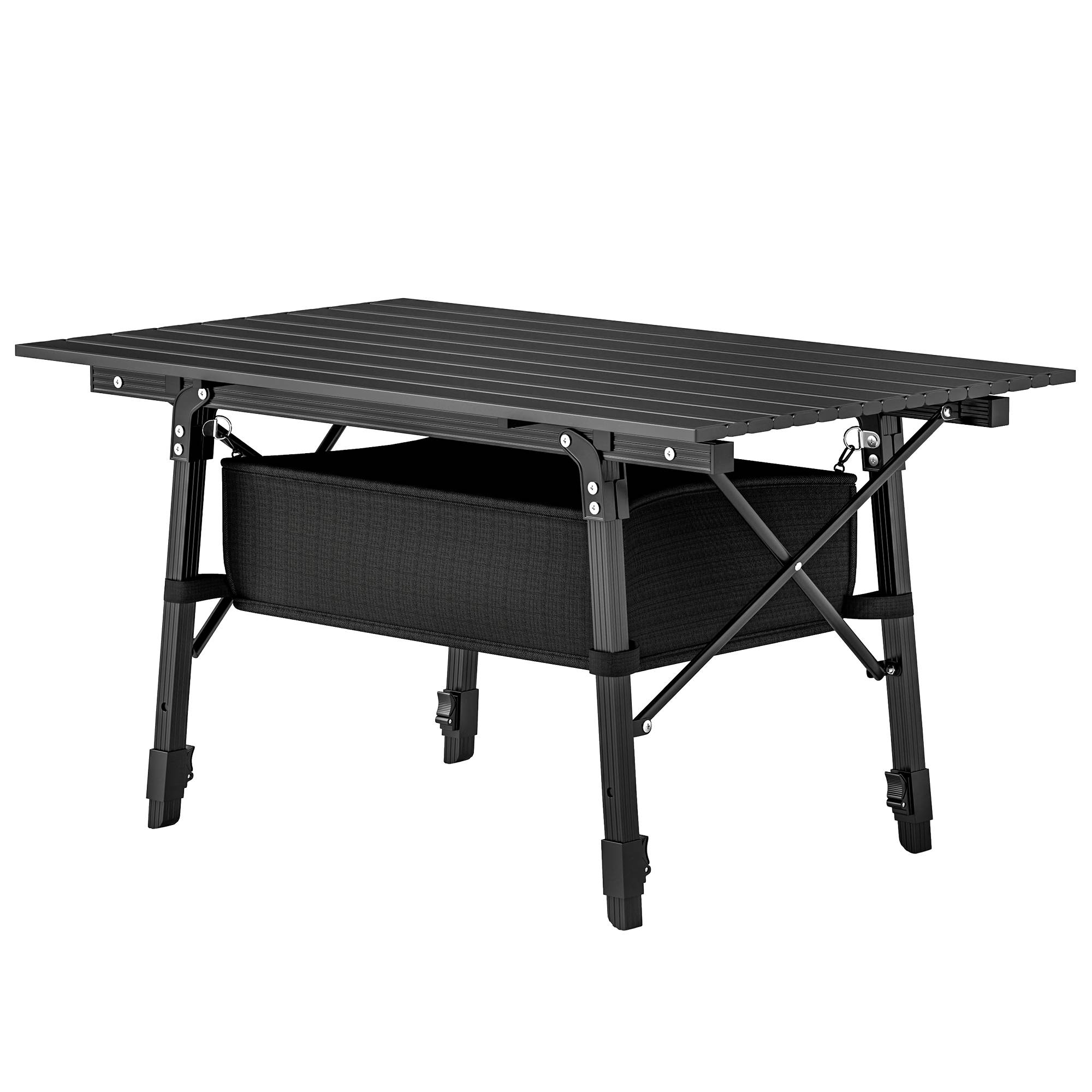 Table de camping aluminium noir 90 x 55 x 66 cm - PANGIVO - Image 2