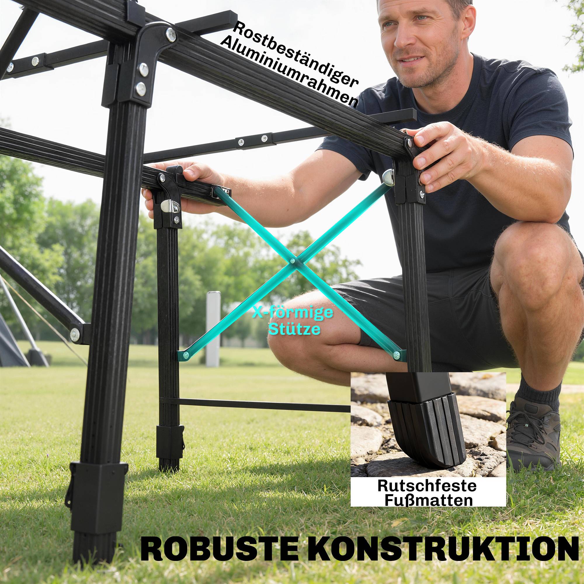 Table de camping aluminium noir 90 x 55 x 66 cm - PANGIVO - Image 8
