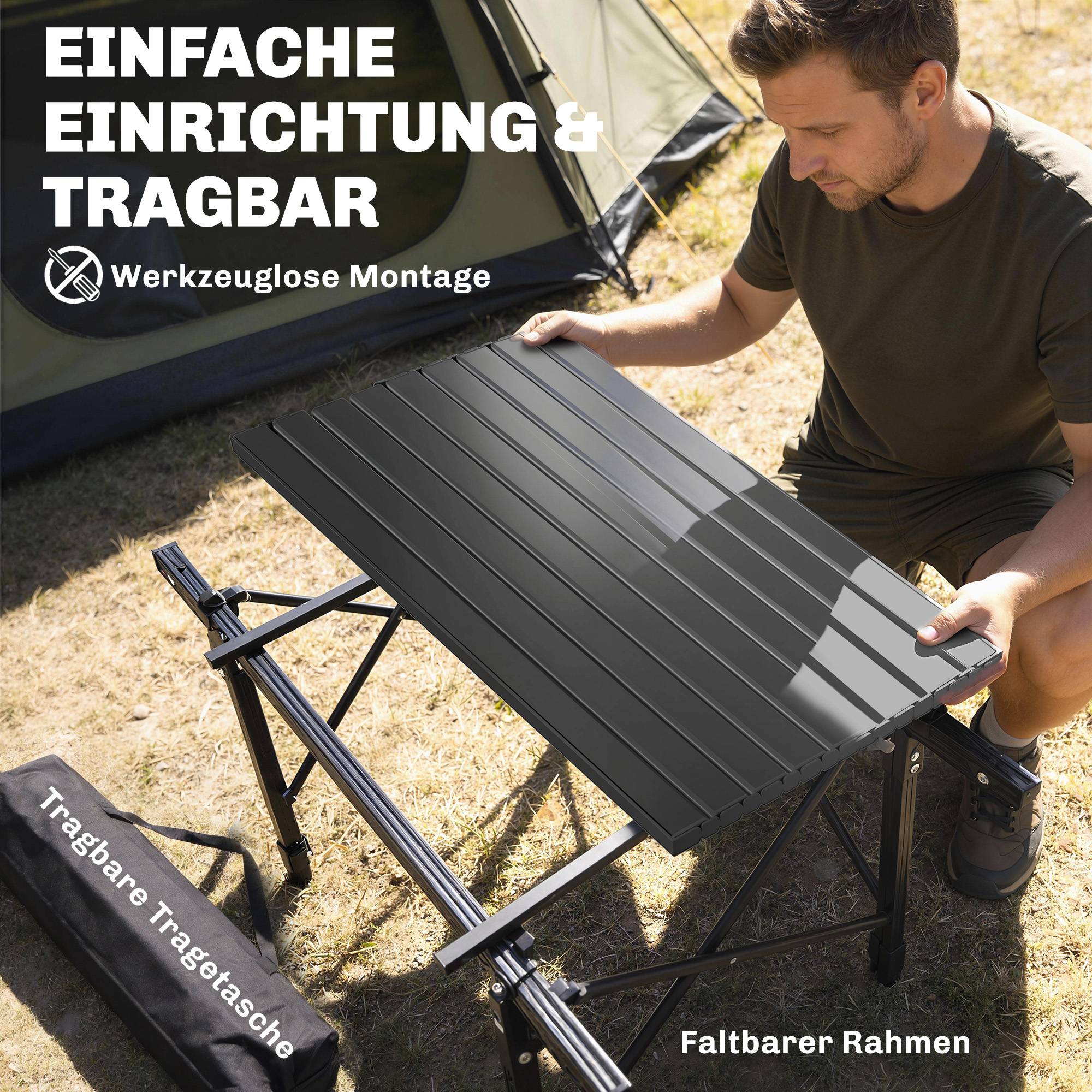 Table de camping aluminium noir 90 x 55 x 66 cm - PANGIVO - Image 9