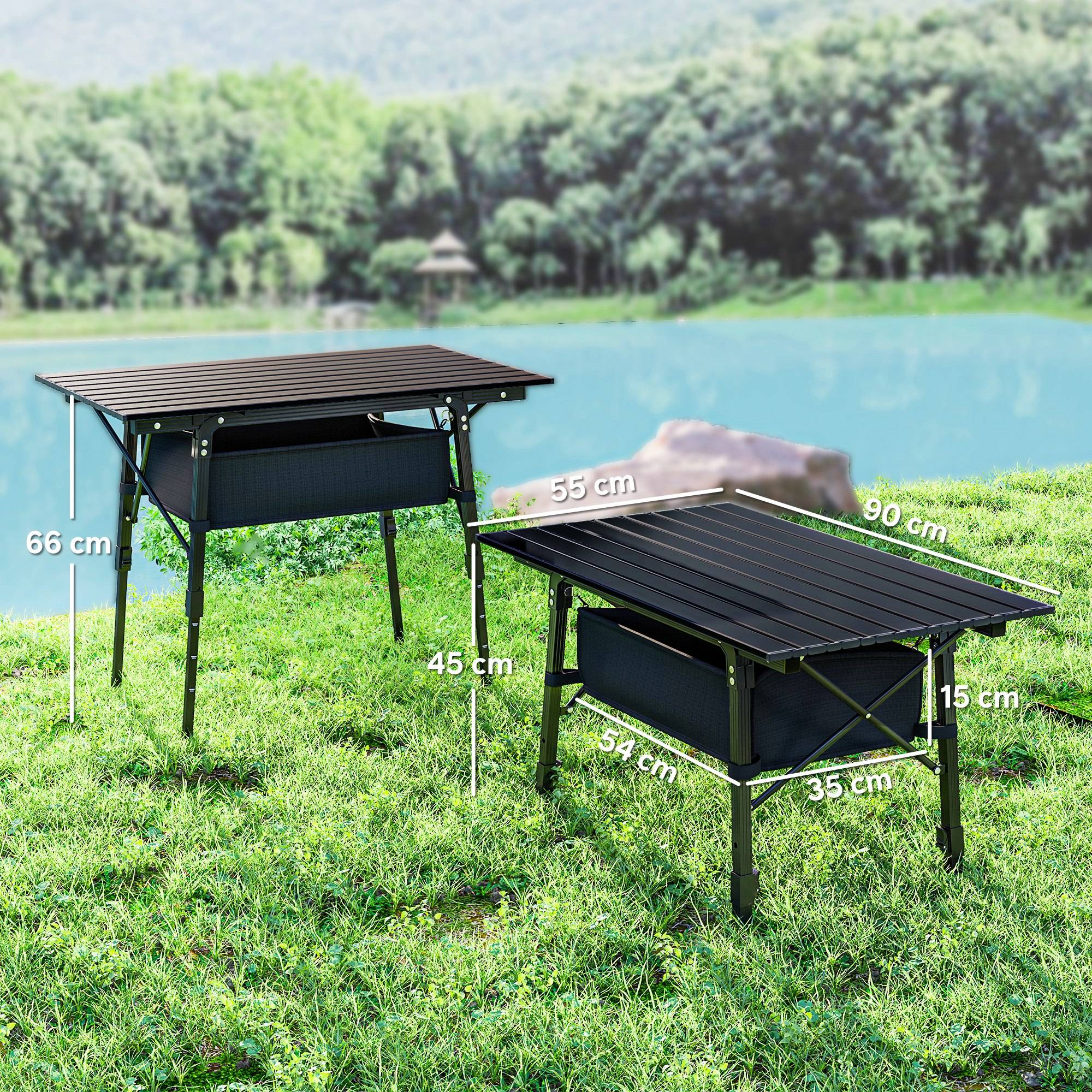 Table de camping aluminium noir 90 x 55 x 66 cm - PANGIVO - Image 5
