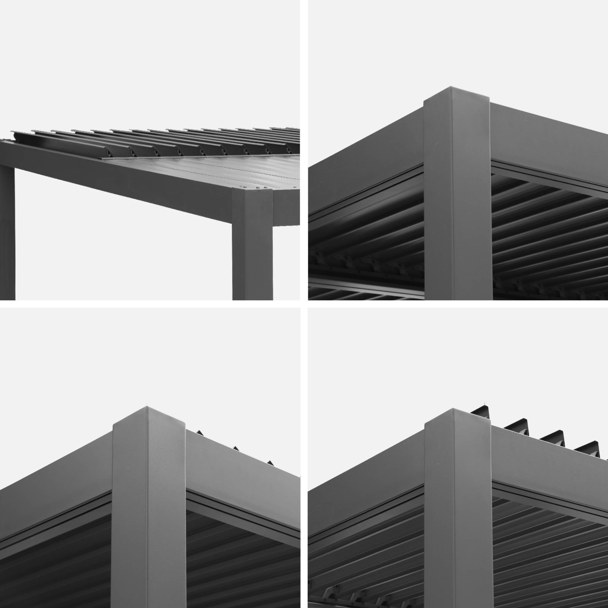 Pergola bioclimatique aluminium et acier 4x3m + 3 persiennes 130cm anthracite Palace | sweeek - Image 3