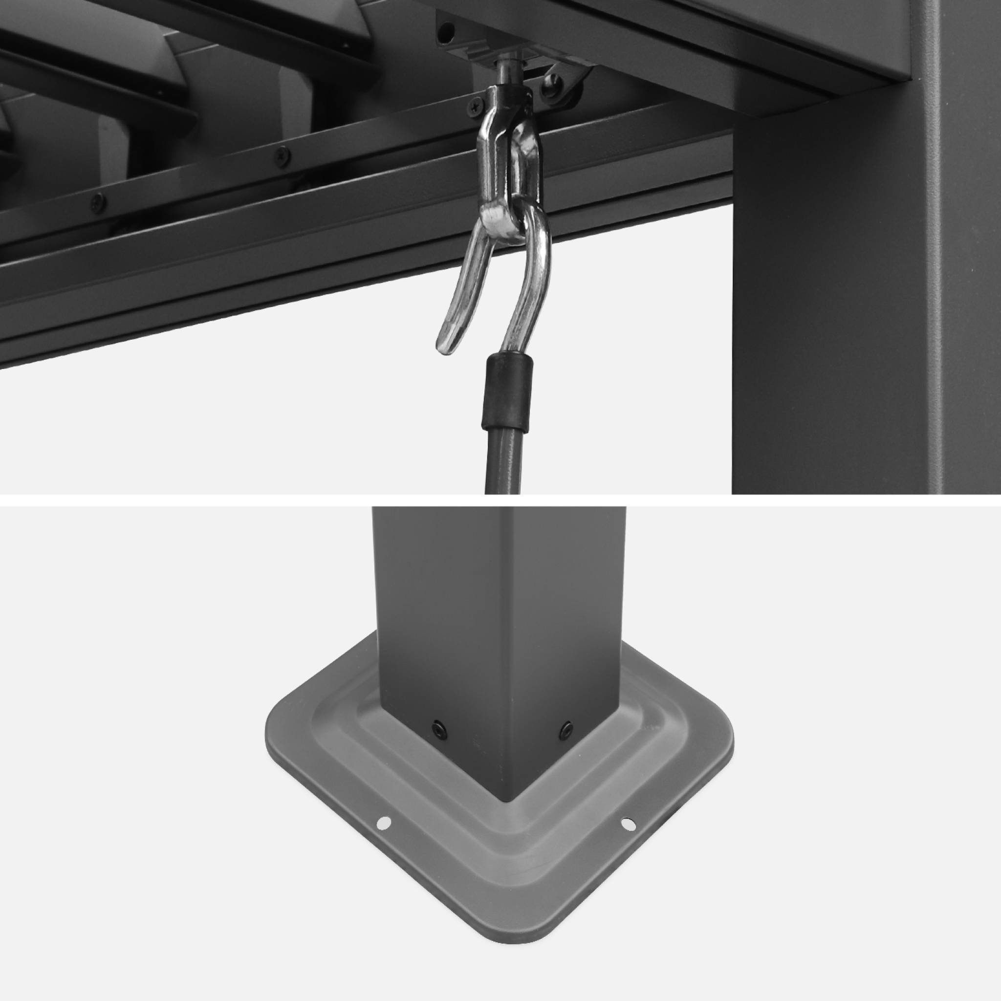 Pergola bioclimatique aluminium et acier 4x3m + 3 persiennes 130cm anthracite Palace | sweeek - Image 5