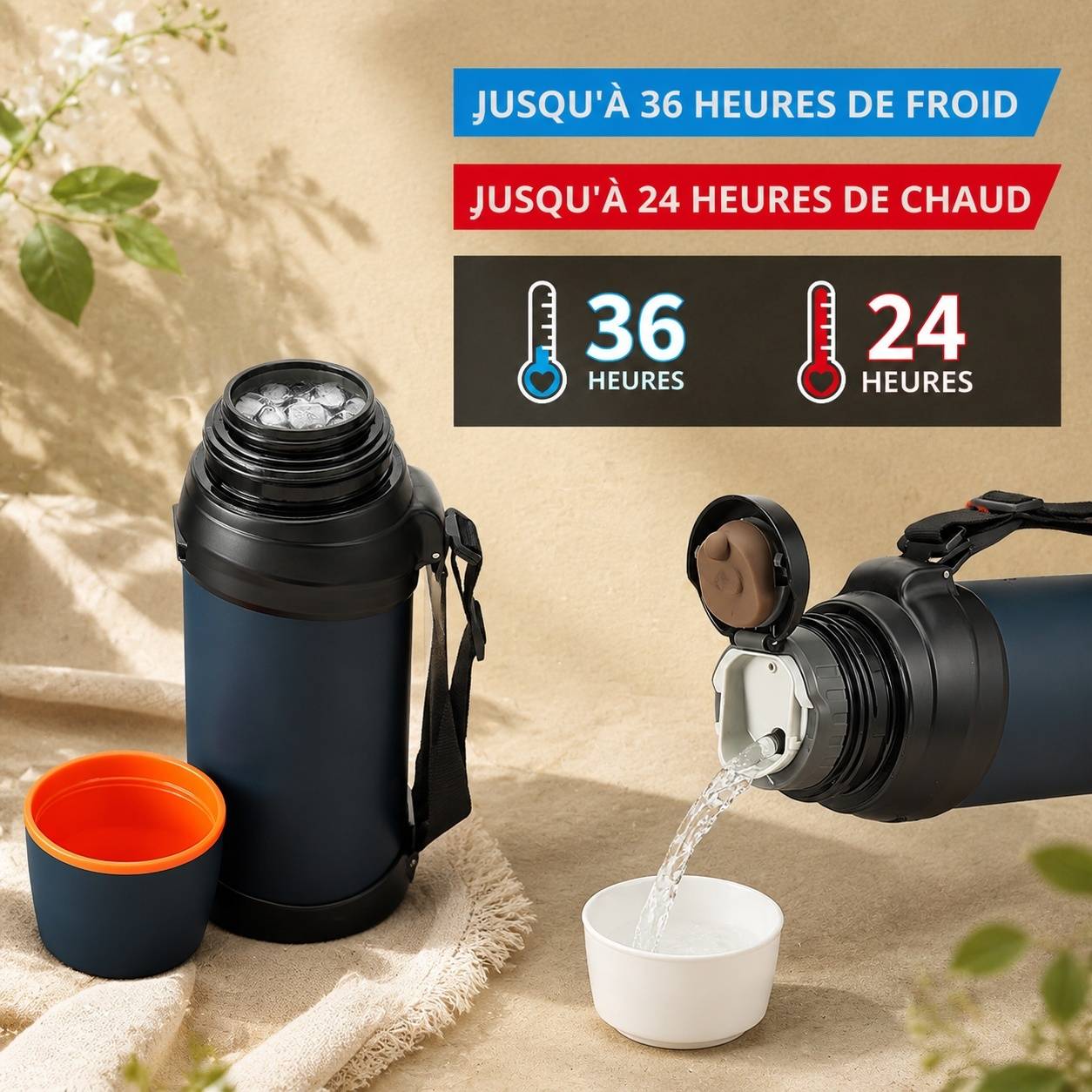Bouteille Acier Inoxydable Bleue 2,5 Litres - Image 4