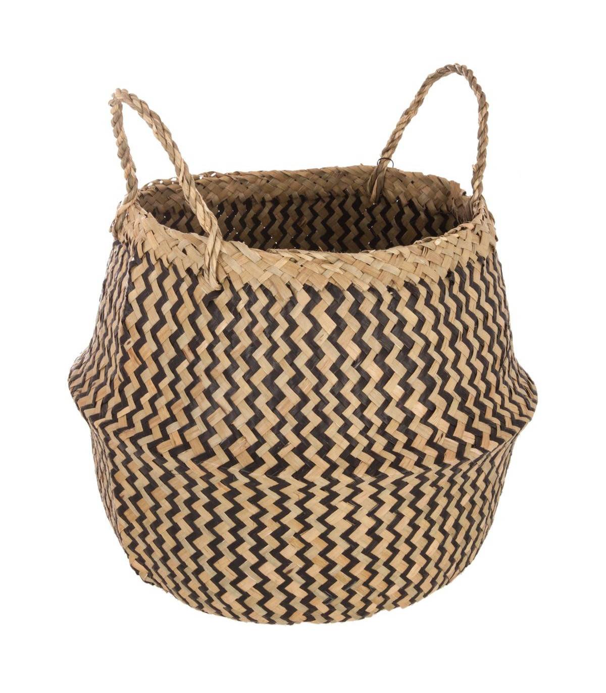 Panier de rangement pliable en Osier naturel et noir - Image 1