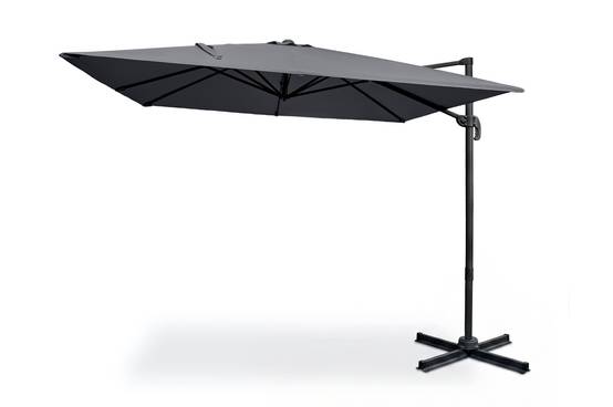 Cazeboo Parasol déporté 3x3 m NAVAGIO en aluminium - Rotatif 360° inclinable - Gris - Image 1