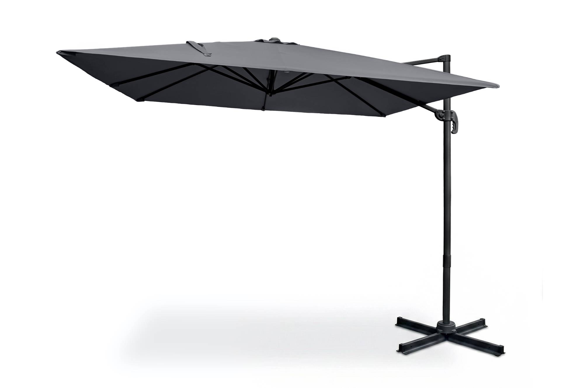 Cazeboo Parasol déporté 3x3 m NAVAGIO en aluminium - Rotatif 360° inclinable - Gris - Image 1