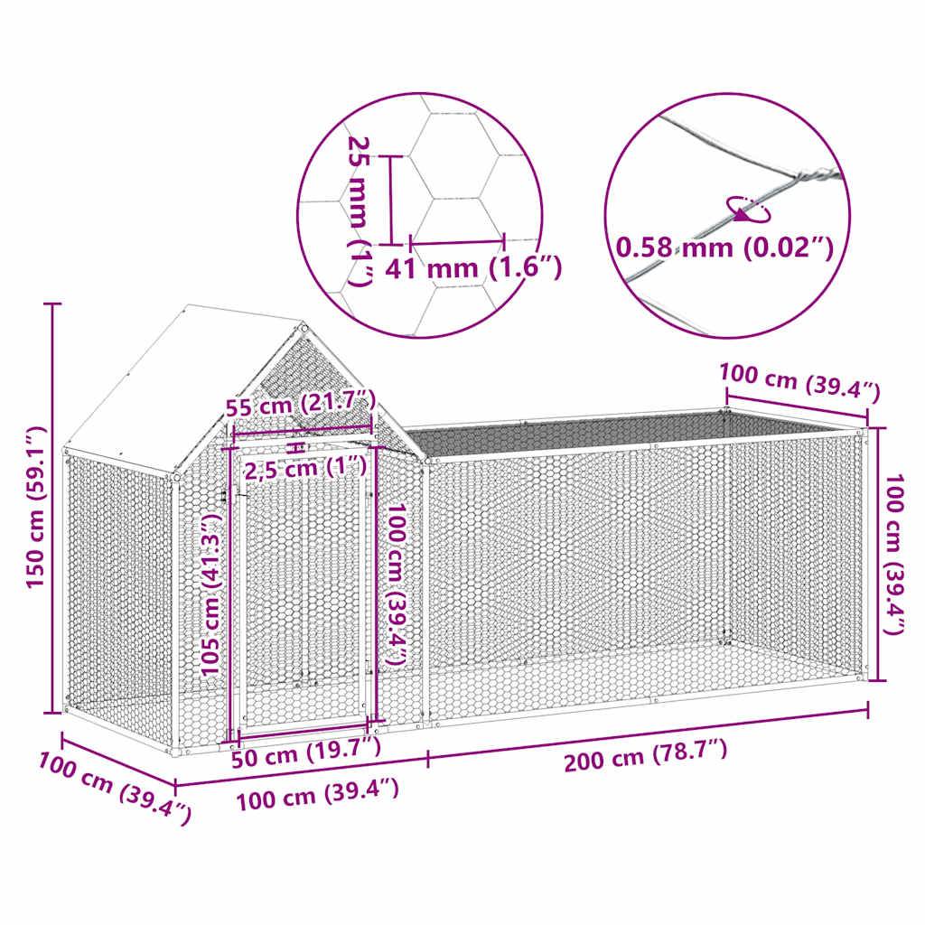 Poulailler acier argent  3 x 1 x 1,5 m  - Prolenta premium p3167.8 - Image 9