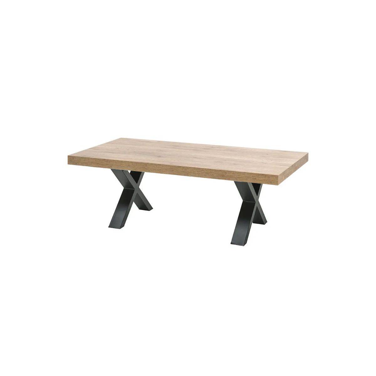 Table Basse Aspect Bois Piètement X Métal Poudré Noir - NILLA - Image 1