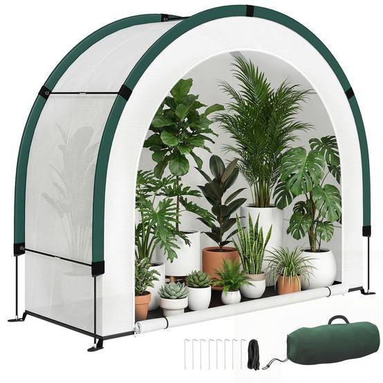 Serre Jardin Balcon Portable PE Plantes Pliable Porte Zippée 200x80x164cm Vert - ComfortXL Outdoor Living - Image 1