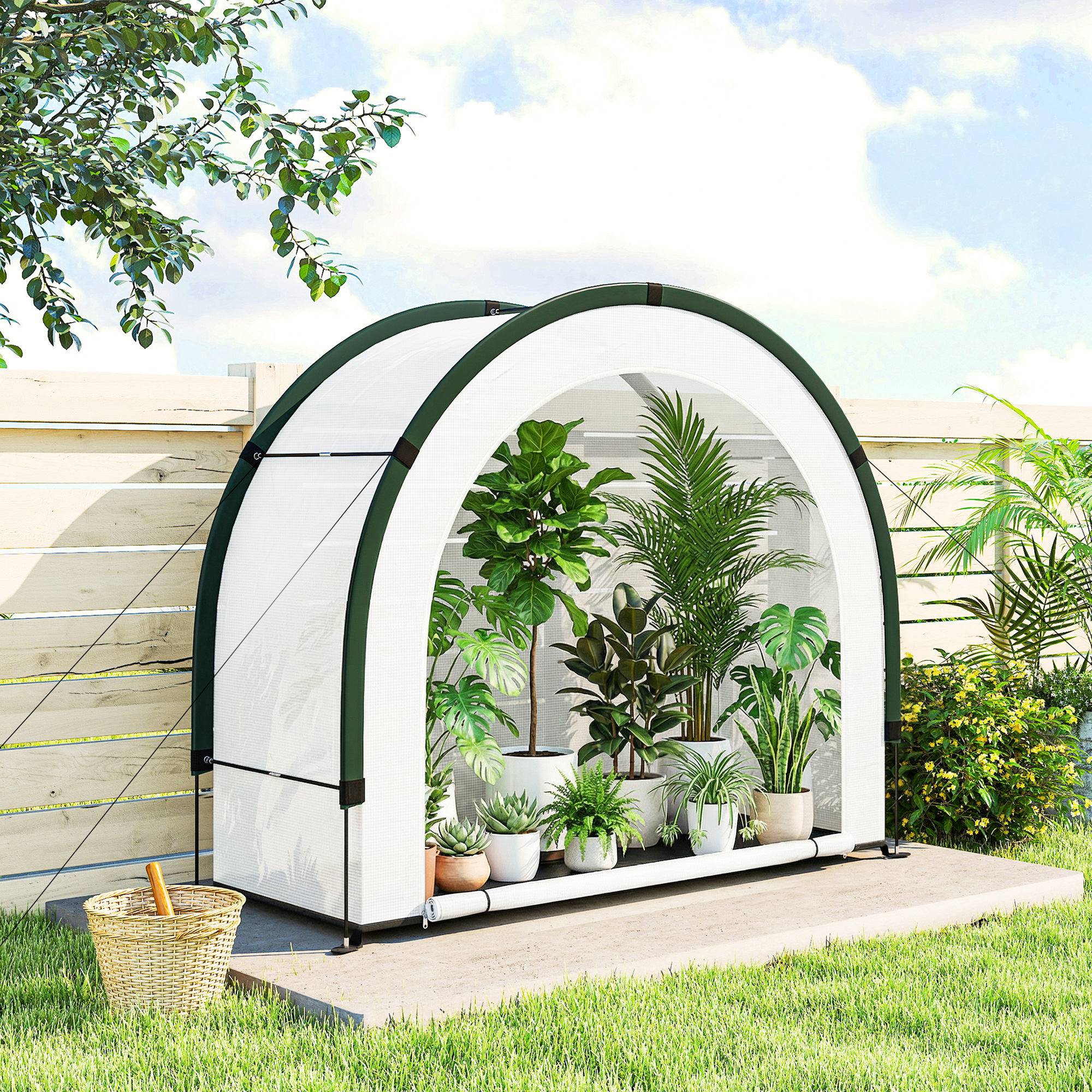 Serre Jardin Balcon Portable PE Plantes Pliable Porte Zippée 200x80x164cm Vert - ComfortXL Outdoor Living - Image 4