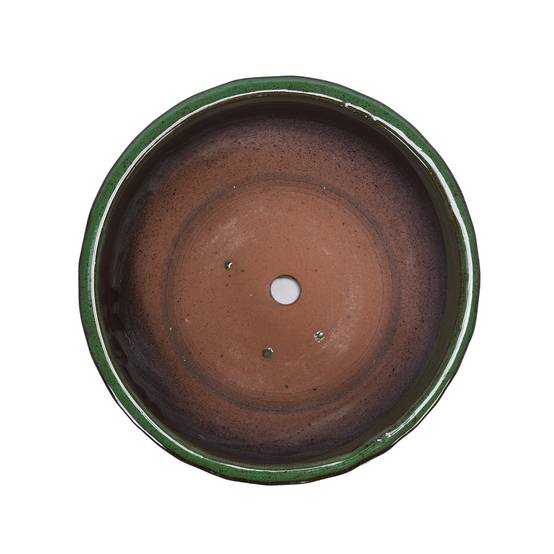 Lot 3 Pots de Fleurs Céramique Effet Martelé Intérieur Extérieur Drainage Vert - ComfortXL Outdoor Living - Image 9