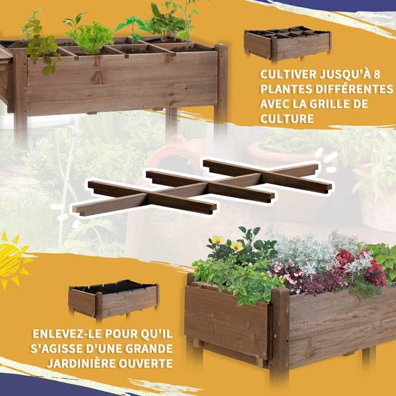 Jardinière sur pied bois de sapin naturels 123 x 54 x 87 cm - PANGIVO - Image 6