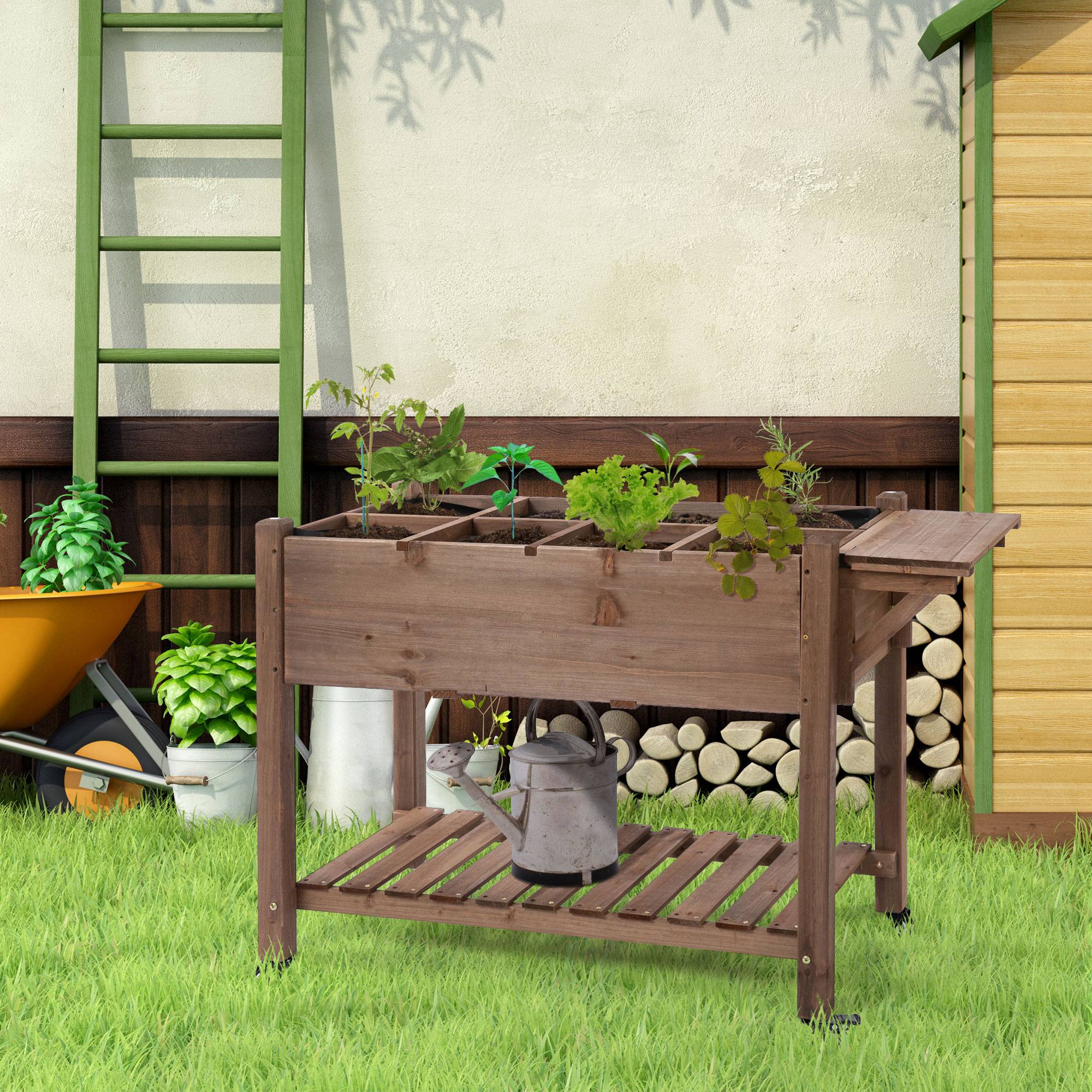 Jardinière sur pied bois de sapin naturels 123 x 54 x 87 cm - PANGIVO - Image 4
