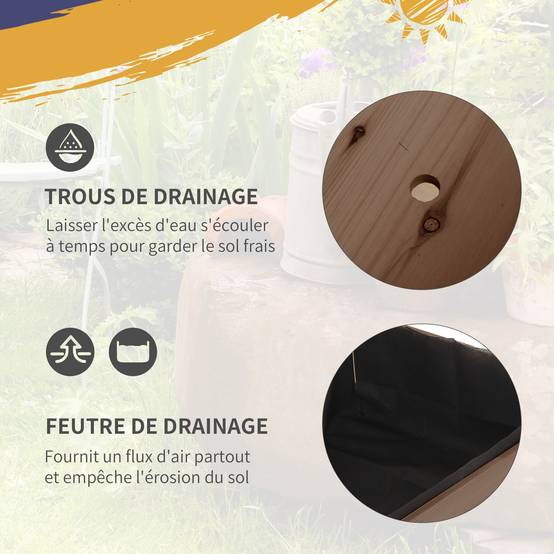 Jardinière sur pied bois de sapin naturels 123 x 54 x 87 cm - PANGIVO - Image 8