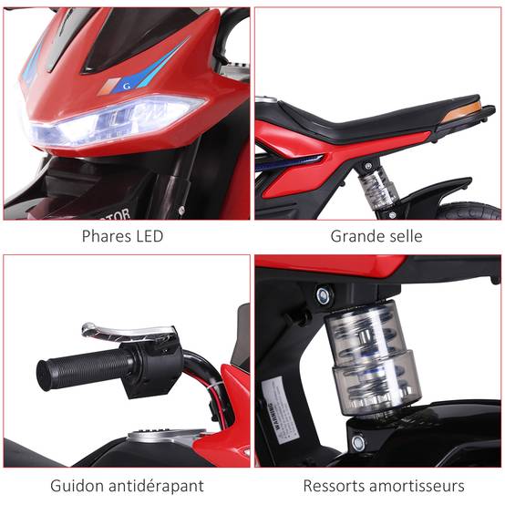 Moto électrique pour enfants - HOMCOM - 4 roues - Effets lumineux et s... pas cher Moto électrique pour enfants - HOMCOM - 4 roues - Effets lumineux et s... pas cher