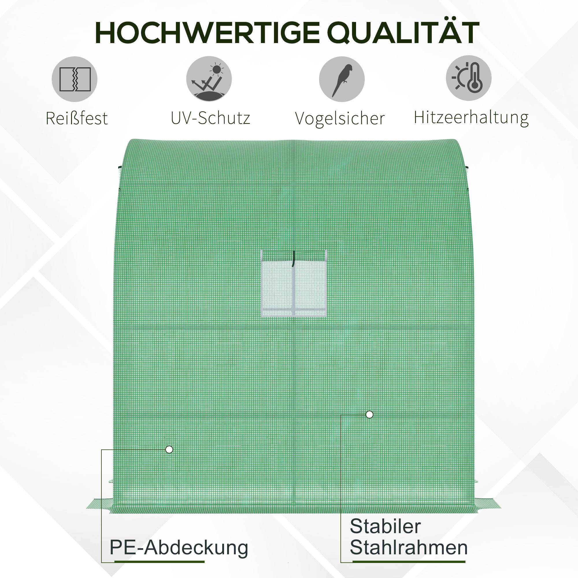 Serre Adossée Acier PE Protection Hivernage 2 Portes 200x100x215cm Vert - ComfortXL Outdoor Living - Image 4