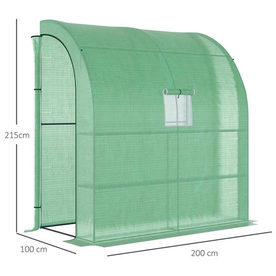 Serre Adossée Acier PE Protection Hivernage 2 Portes 200x100x215cm Vert - ComfortXL Outdoor Living - Image 3