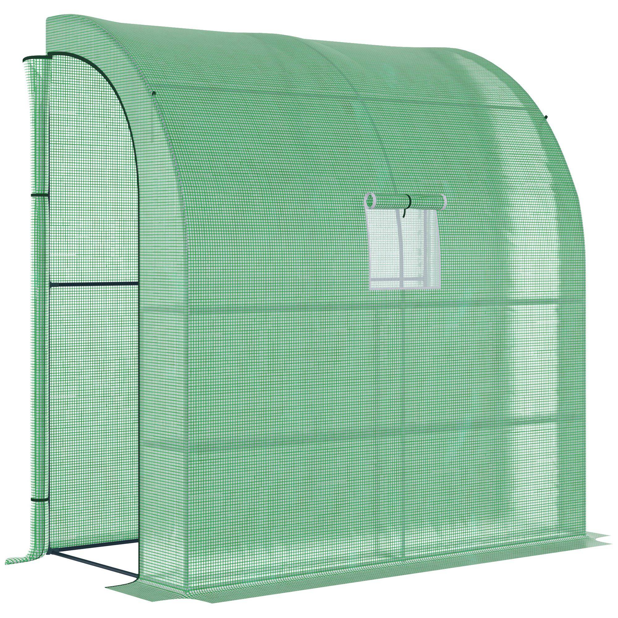 Serre Adossée Acier PE Protection Hivernage 2 Portes 200x100x215cm Vert - ComfortXL Outdoor Living - Image 2