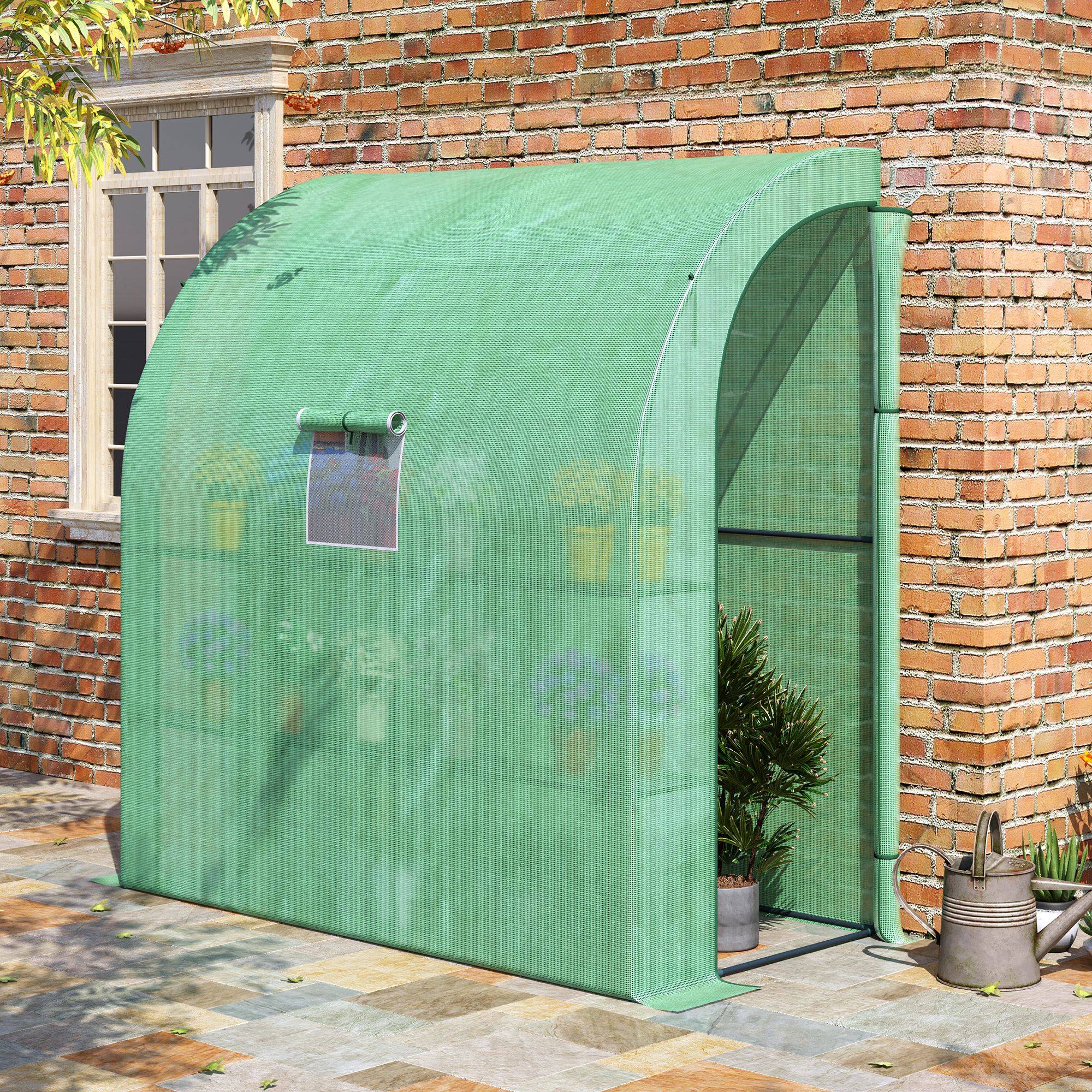 Serre Adossée Acier PE Protection Hivernage 2 Portes 200x100x215cm Vert - ComfortXL Outdoor Living - Image 1