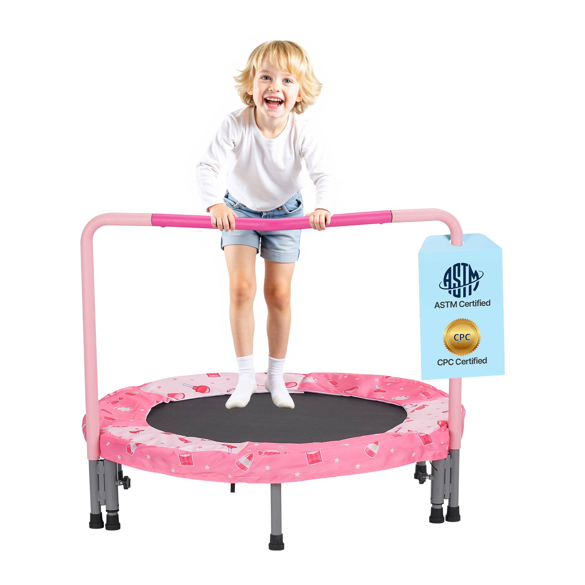 Vevor - VEVOR Mini trampoline pliable enfant 95,5 cm, rebounder avec poignée, pliable et portable, cadeau anniversaire, rouge - Image 1