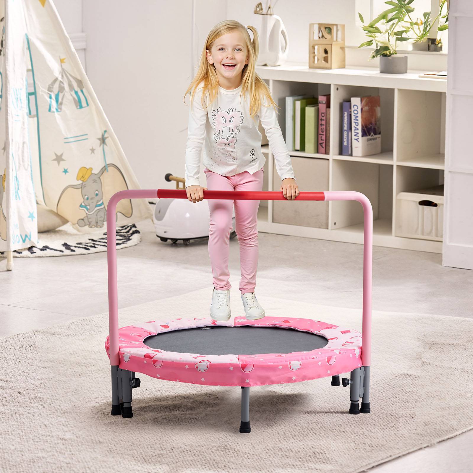 Vevor - VEVOR Mini trampoline pliable enfant 95,5 cm, rebounder avec poignée, pliable et portable, cadeau anniversaire, rouge - Image 8