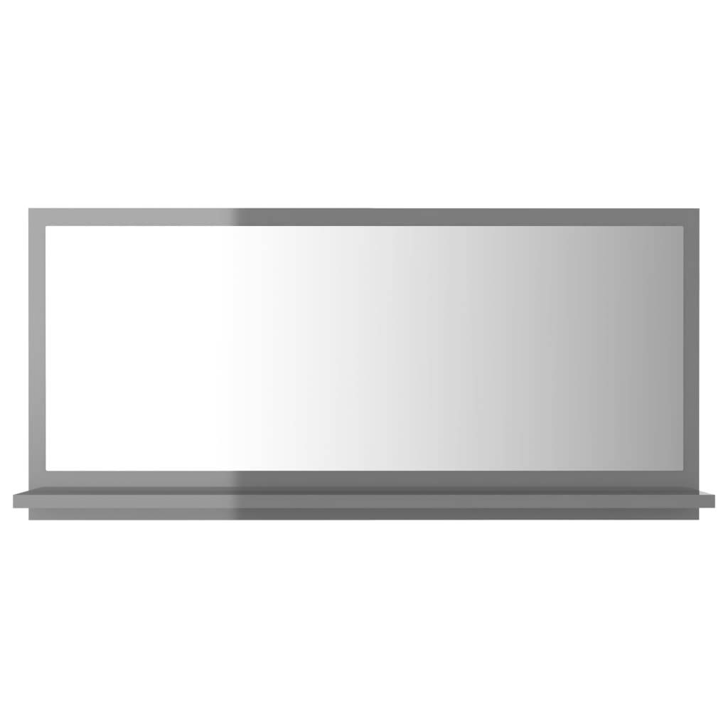 Miroir de salle de bain 80 x 10,5 x 37 cm aggloméré gris brillant - Image 2