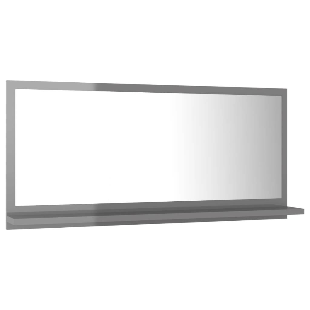 Miroir de salle de bain 80 x 10,5 x 37 cm aggloméré gris brillant - Image 1