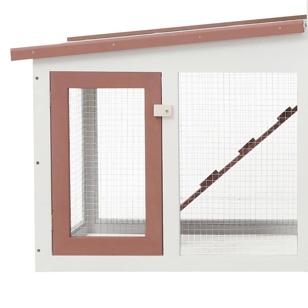 Grand clapier XXL bois 2 niveaux avec enclos jardin Marron/Blanc – ComfortXL Outdoor Living - Image 5