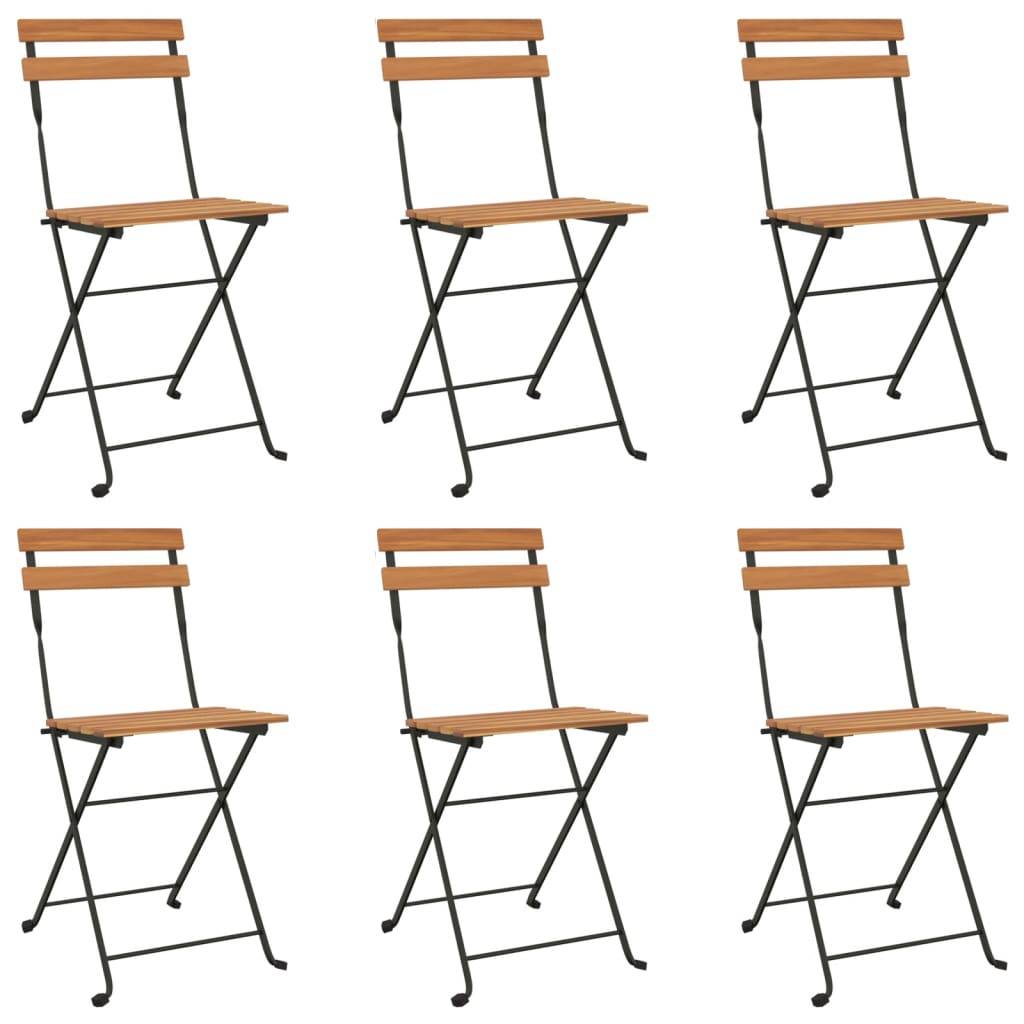 Helloshop26 - Ensemble de bistro jardin meuble extérieur terrasse pliable 7 pièces bois d'acacia solide et acier - Image 2