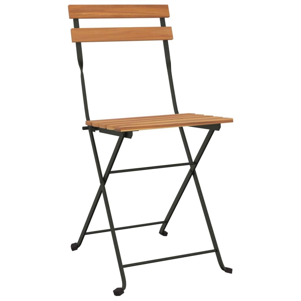 Helloshop26 - Ensemble de bistro jardin meuble extérieur terrasse pliable 7 pièces bois d'acacia solide et acier - Image 3