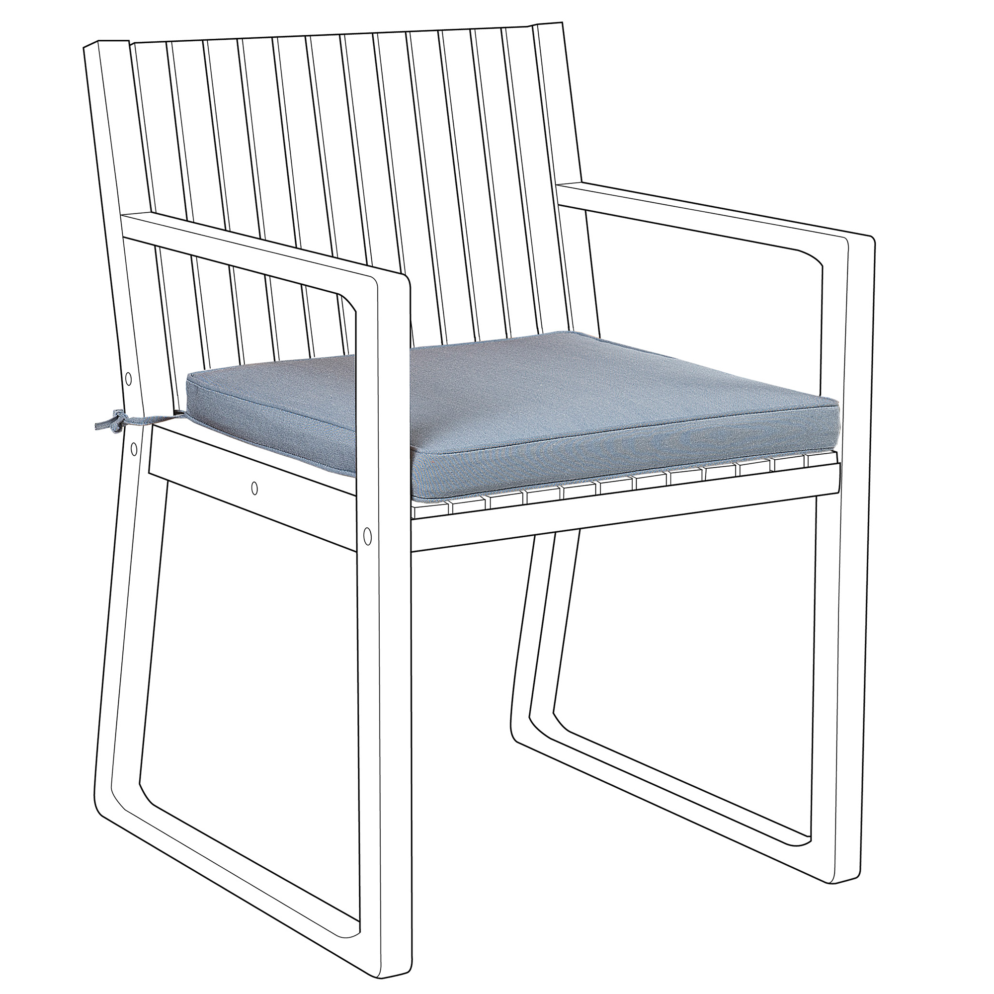 Beliani - Coussin d'Assise pour Chaise de Jardin 46 x 46 cm en Tissu Imperméable Bleu Beliani - Image 4